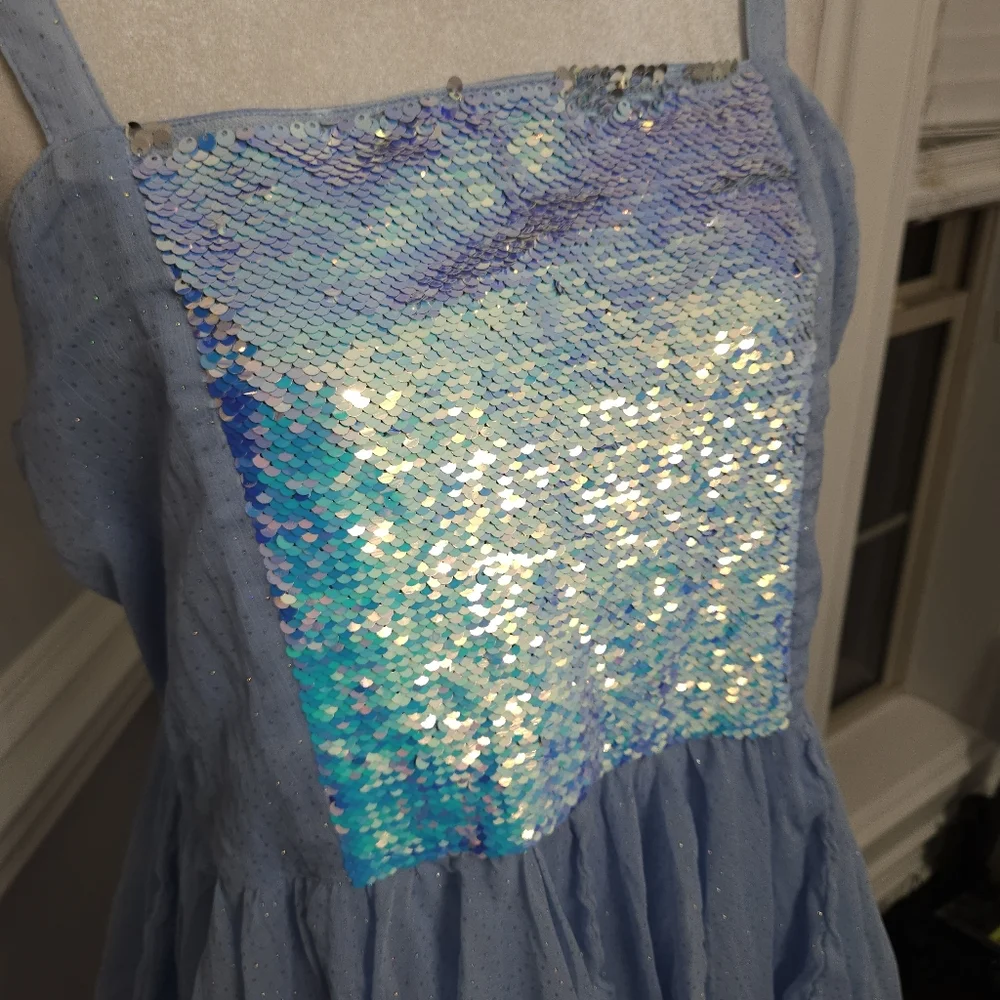 Justice Reversible Sequins and Tulle Light Blue Girls Dress size 22